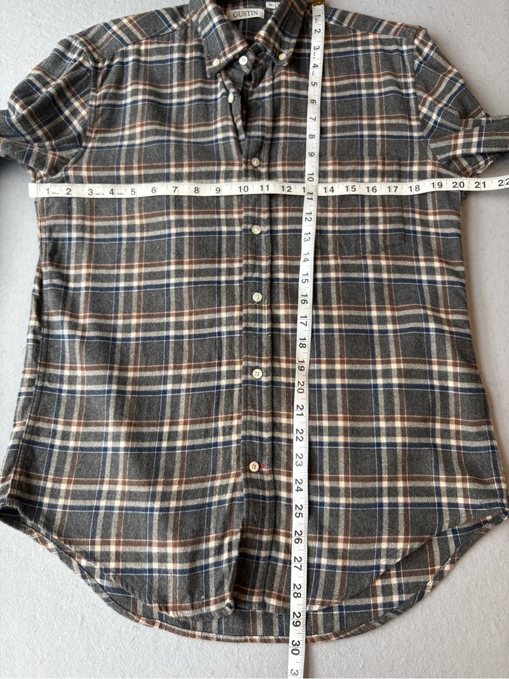 Gustin Classic Fit Plaid Flannel Shirt Gray Blue Brown Button Down Mens Sz M - Picture 7 of 7
